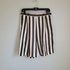 Vintage Bloomingdale's Silk High Waist Stripe 8 in Shorts